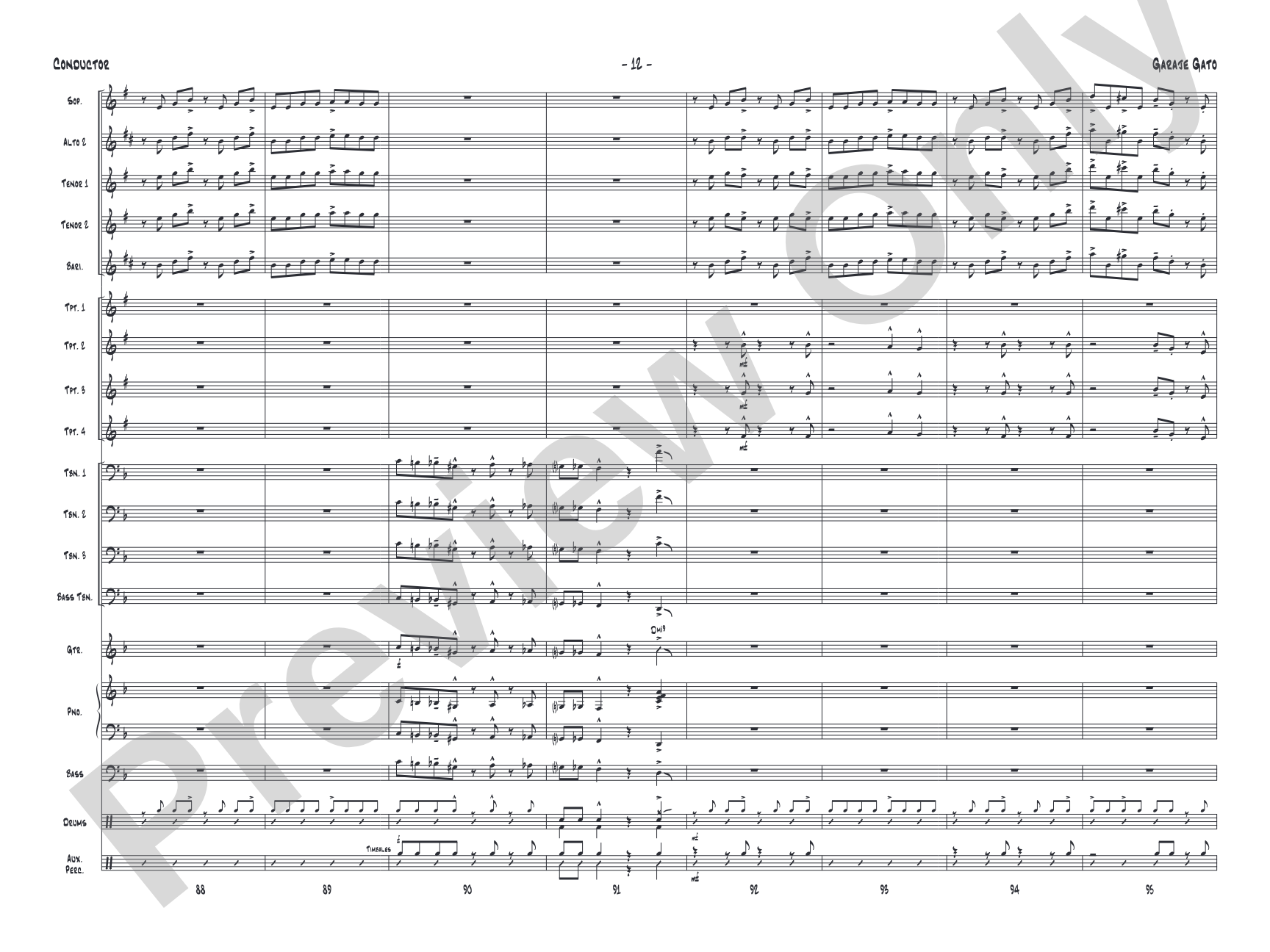Garaje Gato: Jazz Ensemble Conductor Score & Parts