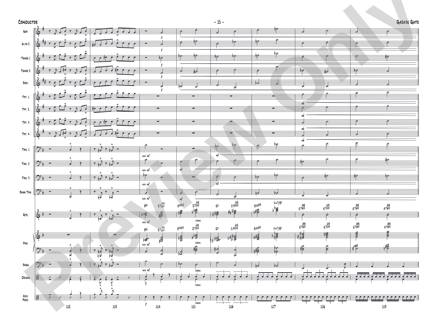 Garaje Gato: Jazz Ensemble Conductor Score & Parts
