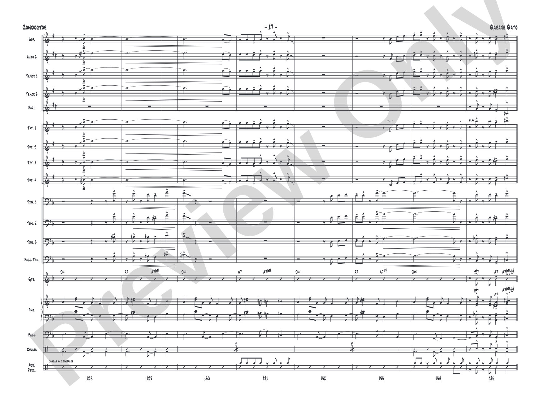 Garaje Gato: Jazz Ensemble Conductor Score & Parts