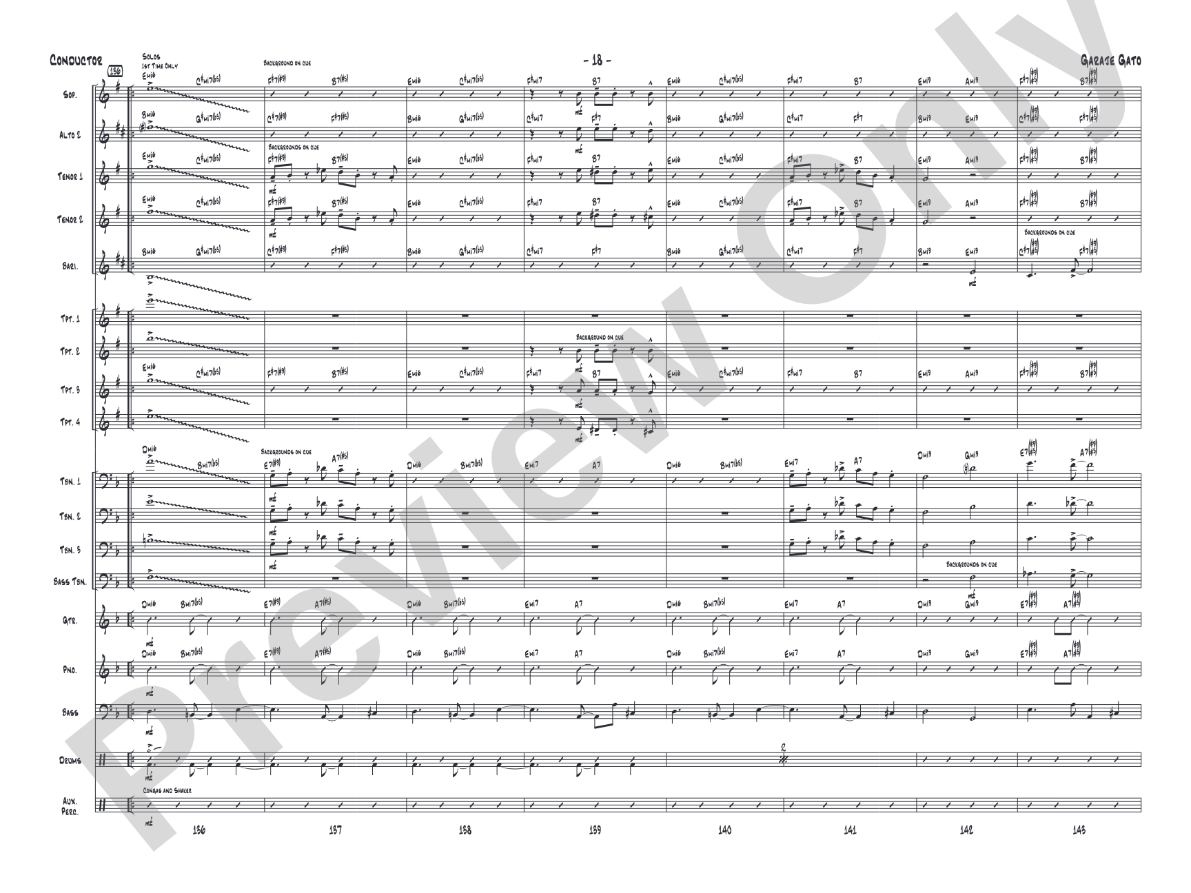 Garaje Gato: Jazz Ensemble Conductor Score & Parts