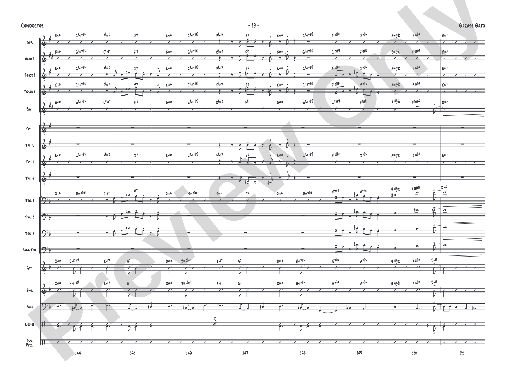 Garaje Gato: Jazz Ensemble Conductor Score & Parts