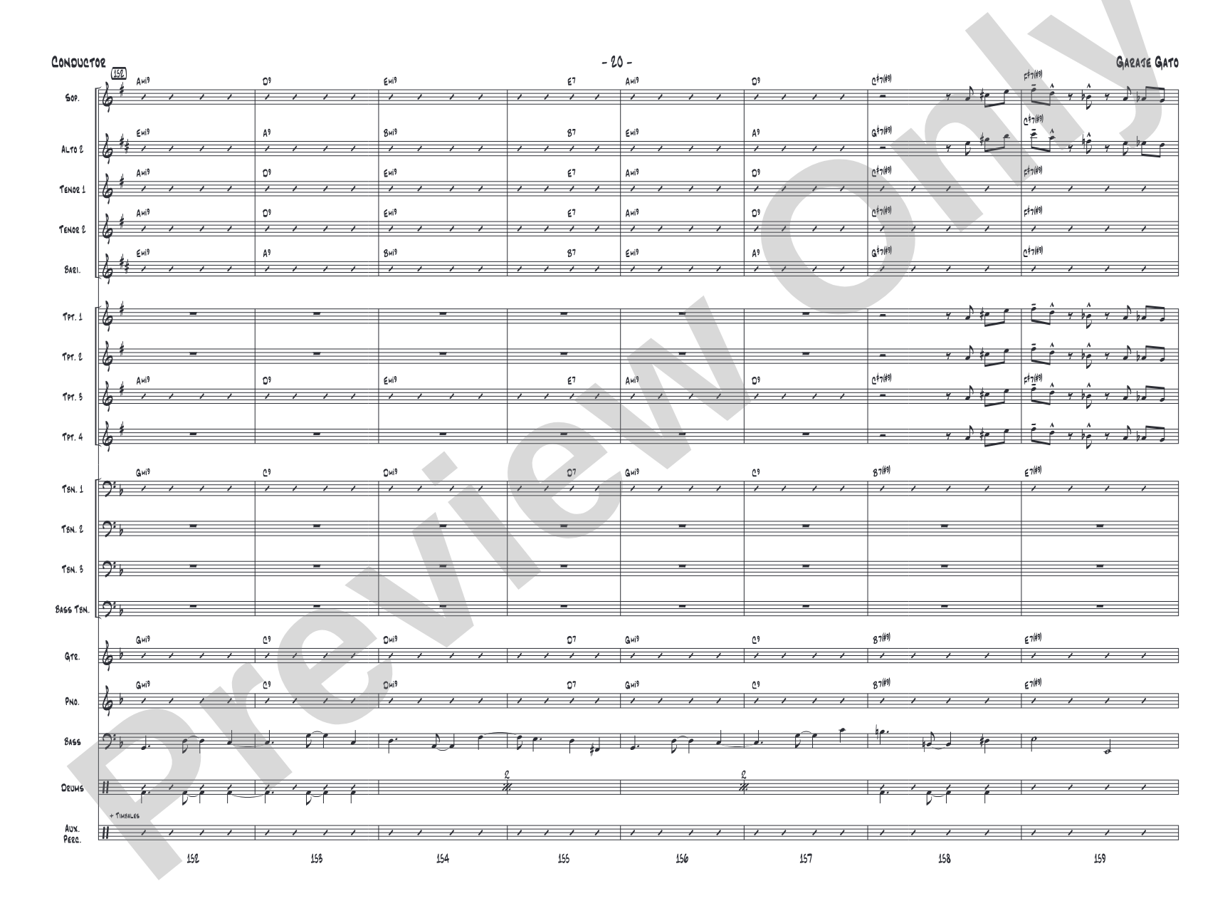 Garaje Gato: Jazz Ensemble Conductor Score & Parts