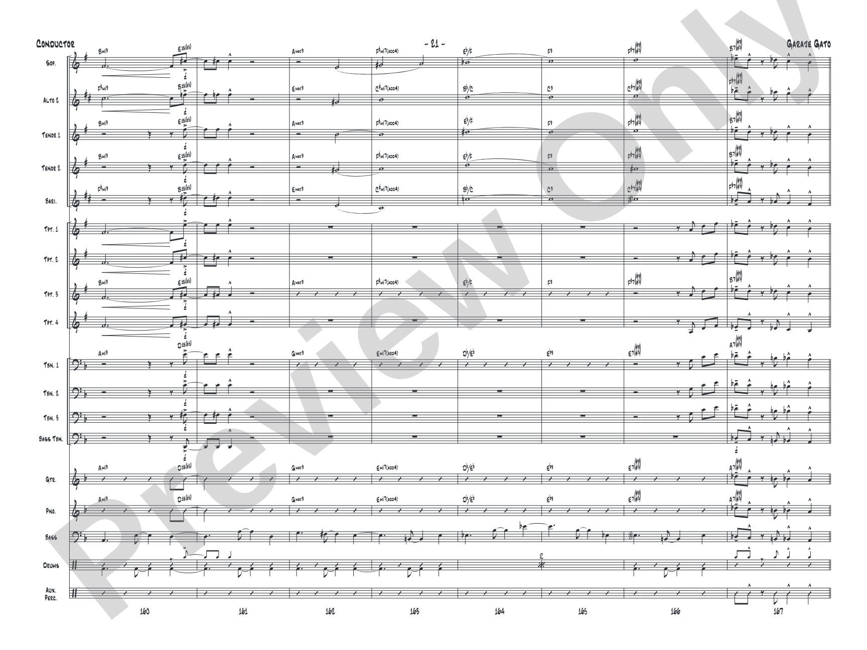 Garaje Gato: Jazz Ensemble Conductor Score & Parts