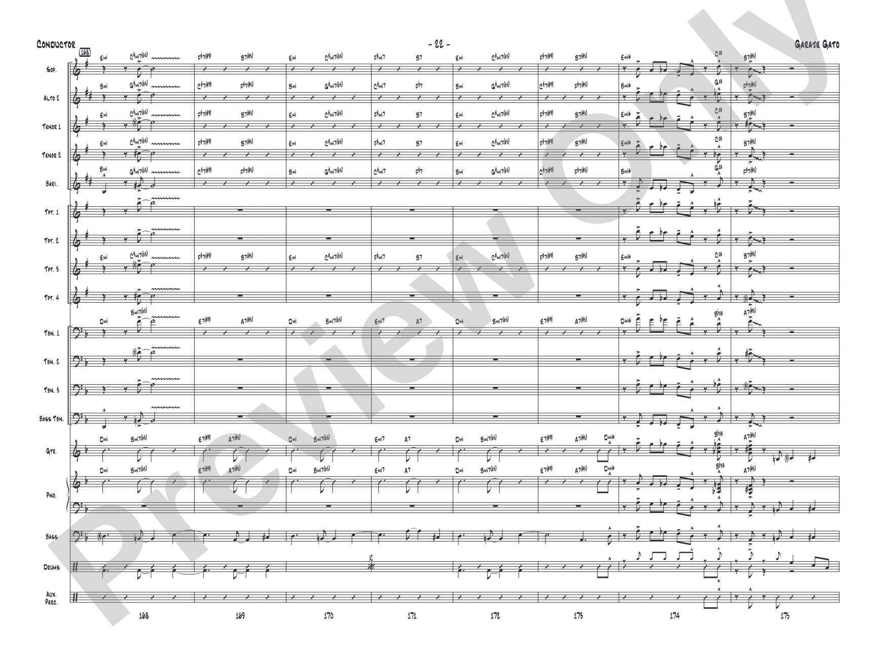 Garaje Gato: Jazz Ensemble Conductor Score & Parts