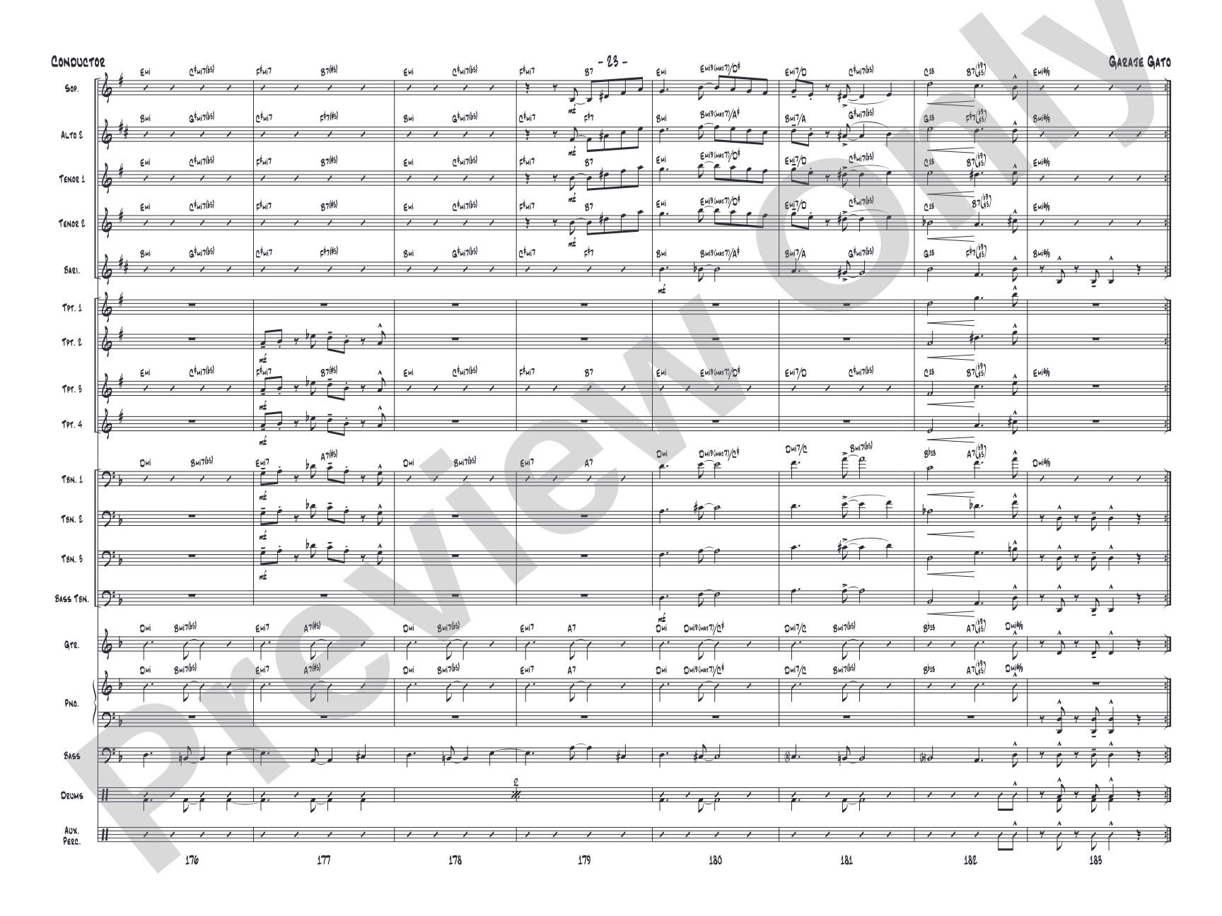 Garaje Gato: Jazz Ensemble Conductor Score & Parts