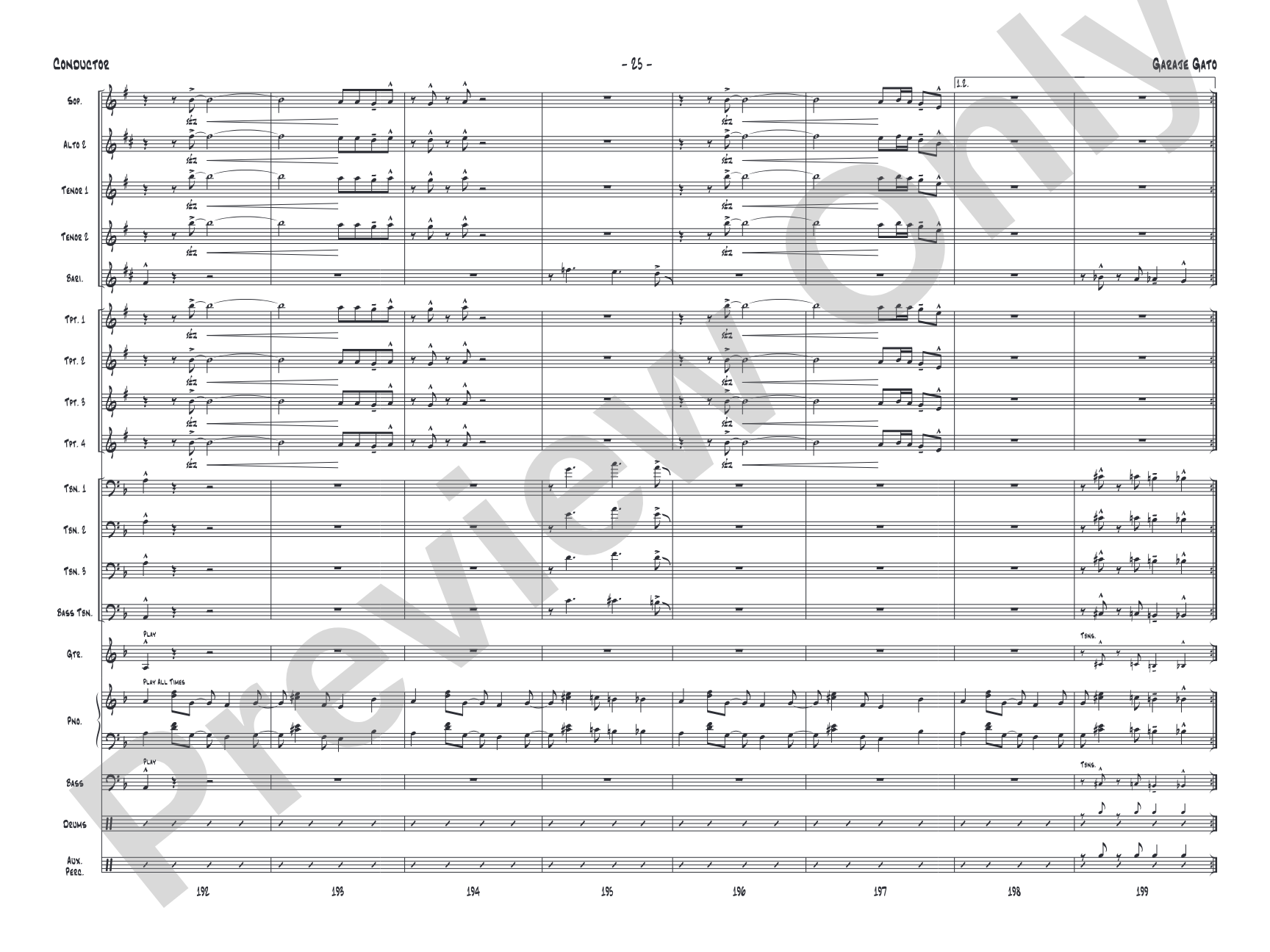 Garaje Gato: Jazz Ensemble Conductor Score & Parts