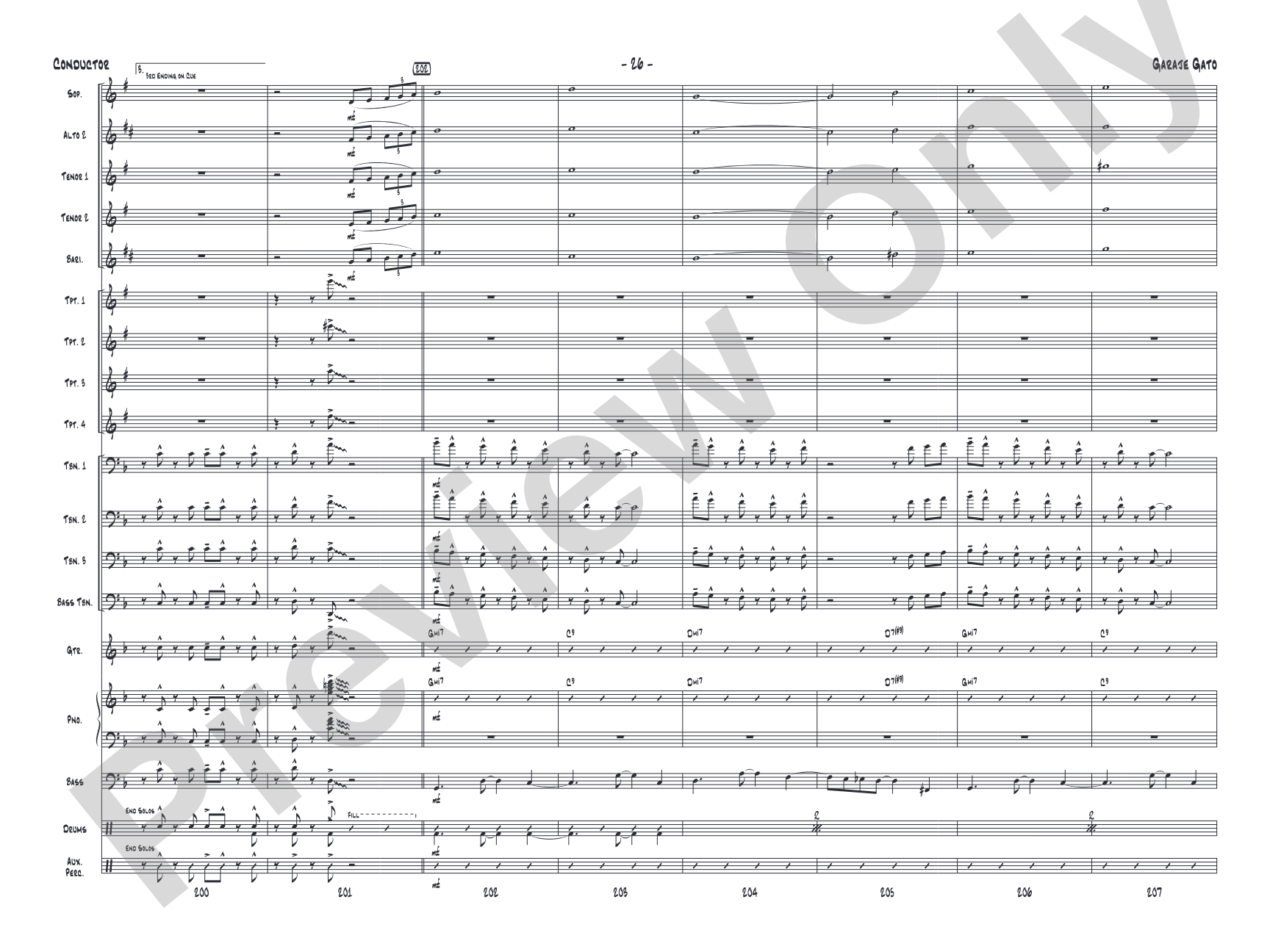 Garaje Gato: Jazz Ensemble Conductor Score & Parts