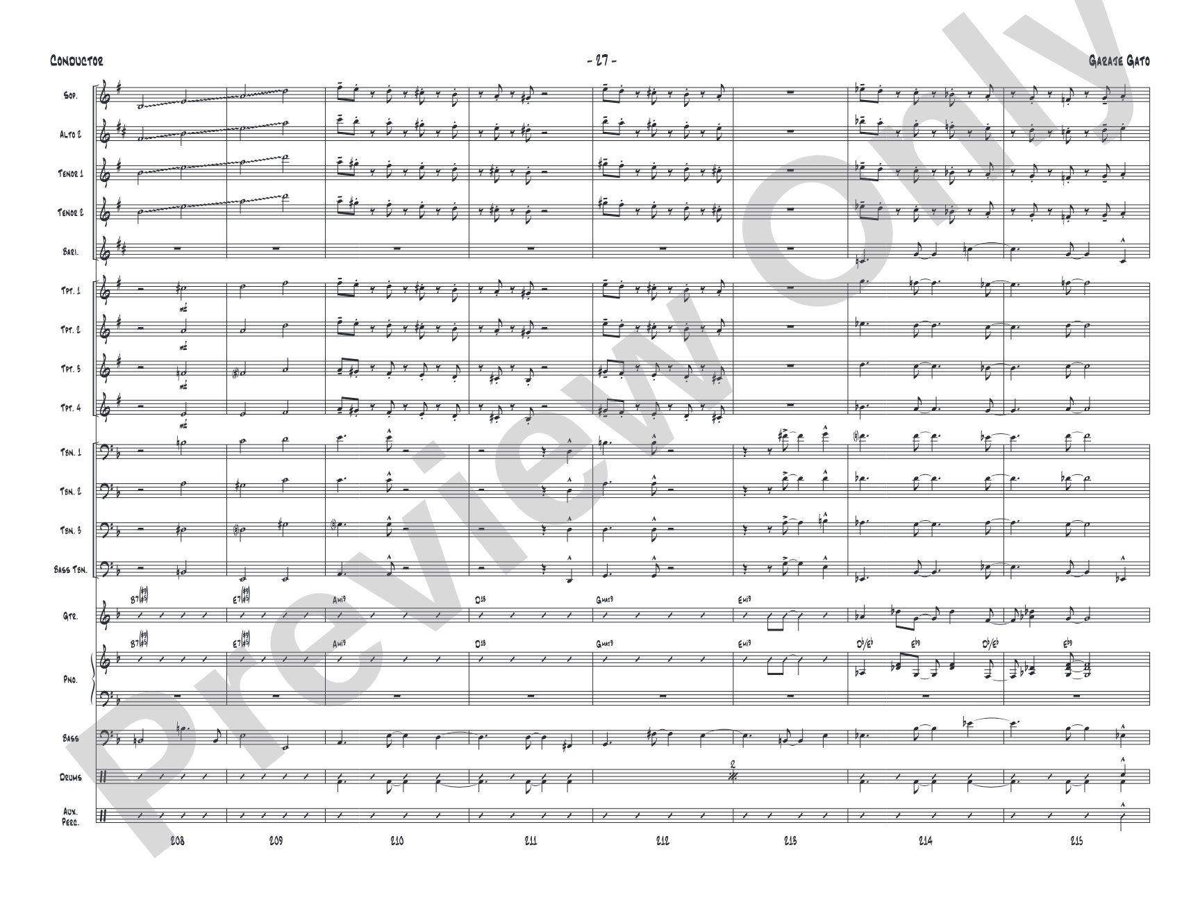 Garaje Gato: Jazz Ensemble Conductor Score & Parts