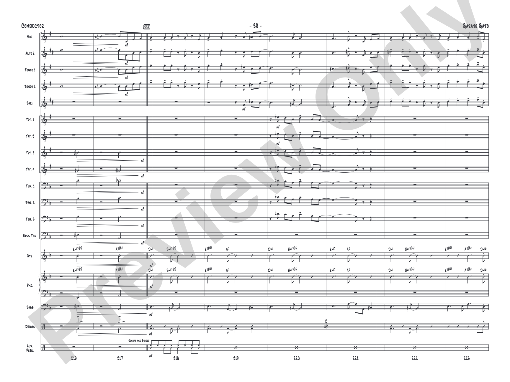 Garaje Gato: Jazz Ensemble Conductor Score & Parts