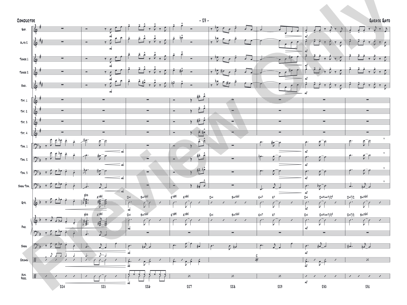 Garaje Gato: Jazz Ensemble Conductor Score & Parts