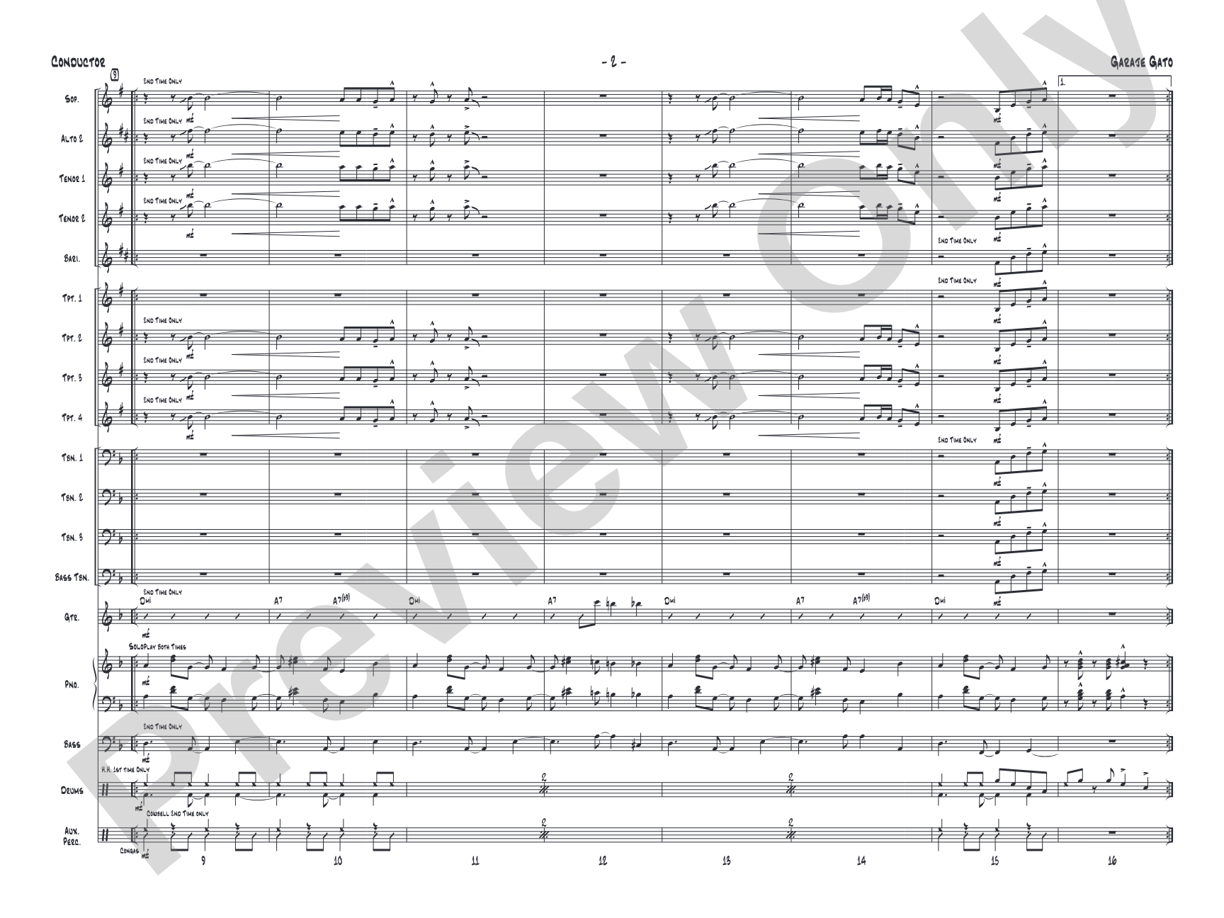 Garaje Gato: Jazz Ensemble Conductor Score & Parts