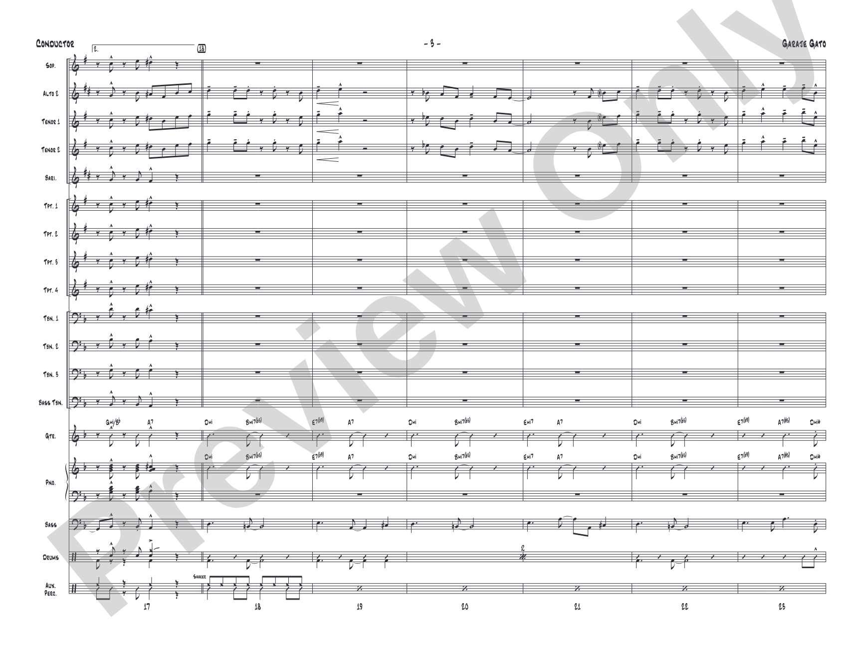 Garaje Gato: Jazz Ensemble Conductor Score & Parts