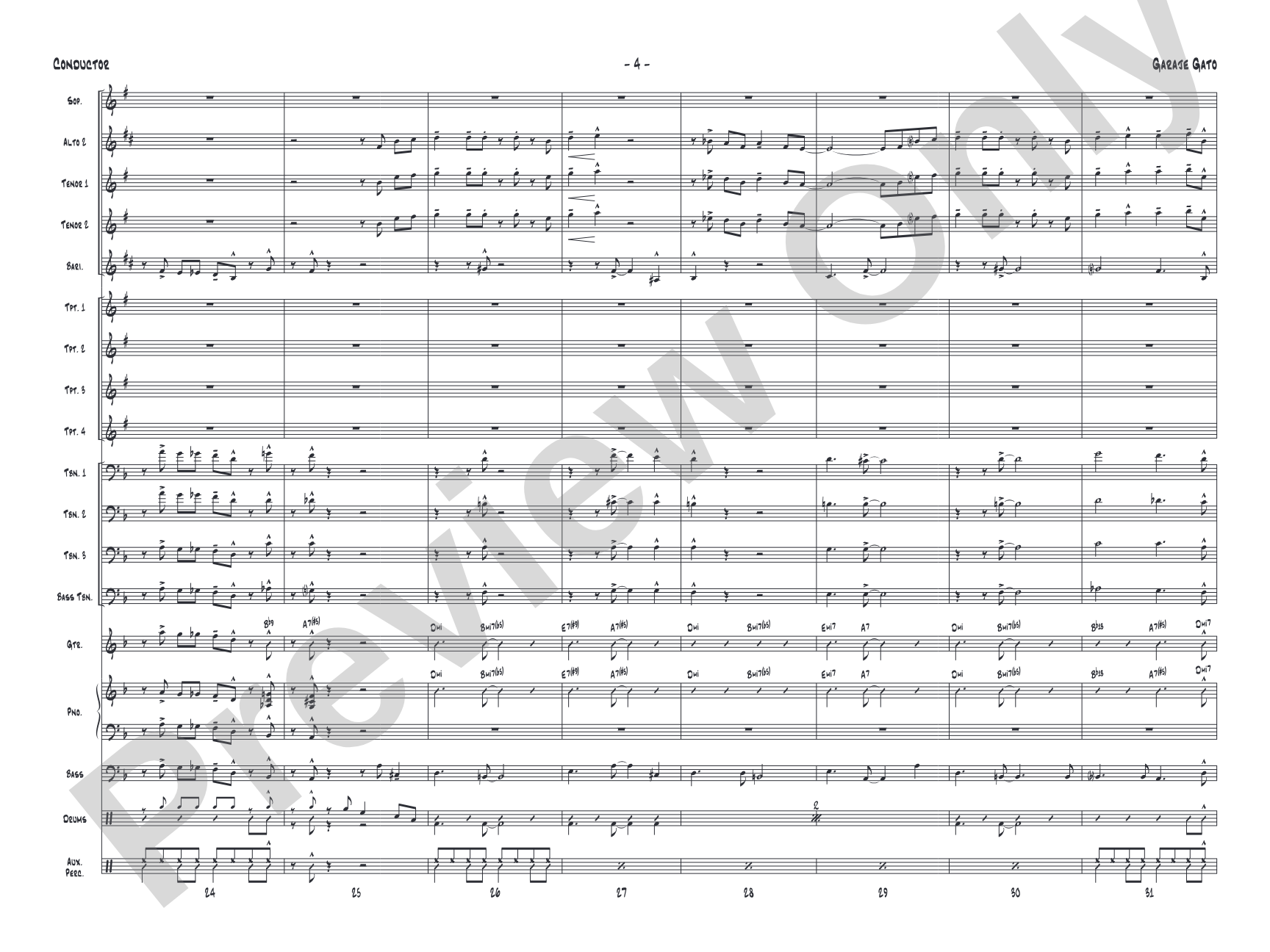 Garaje Gato: Jazz Ensemble Conductor Score & Parts