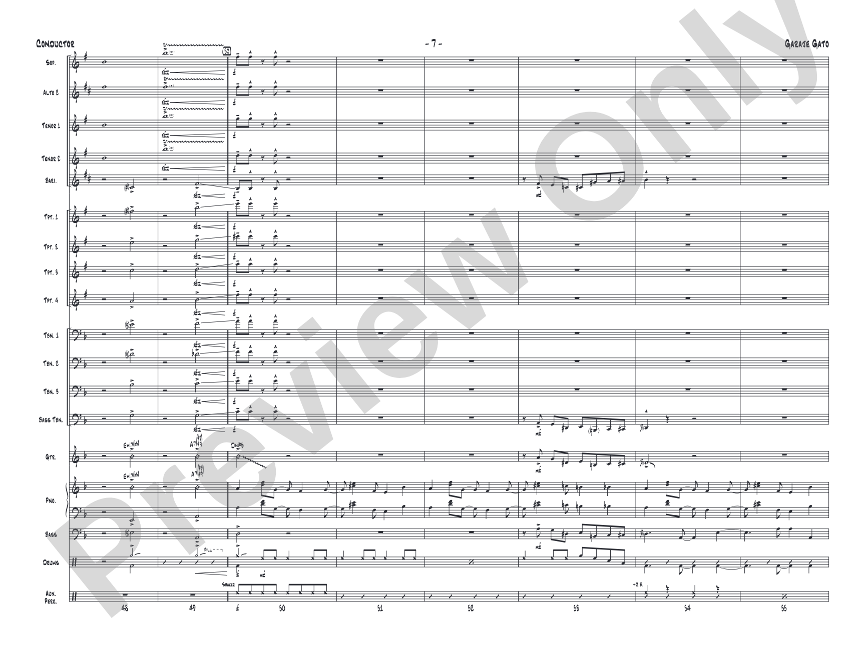 Garaje Gato: Jazz Ensemble Conductor Score & Parts