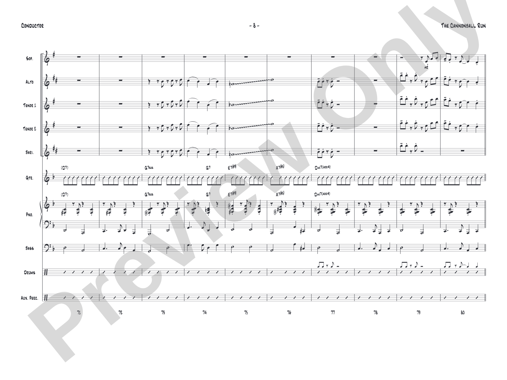 The Cannonball Run: Jazz Ensemble Conductor Score & Parts