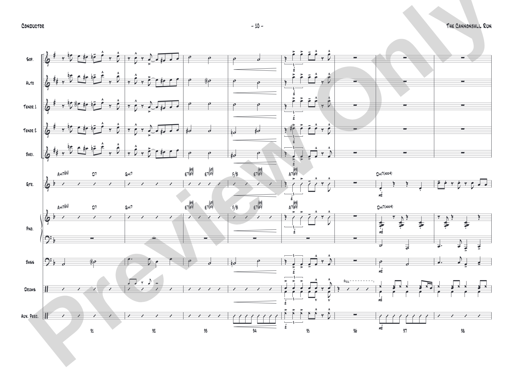 The Cannonball Run: Jazz Ensemble Conductor Score & Parts