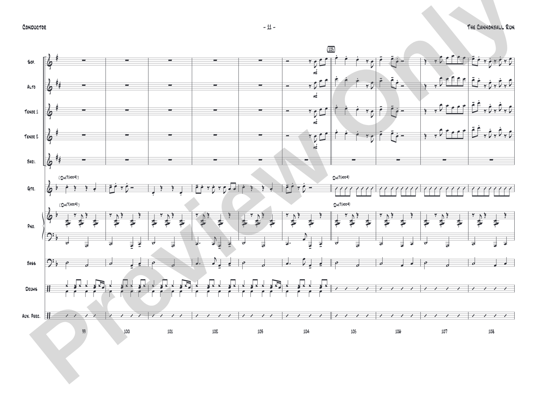 The Cannonball Run: Jazz Ensemble Conductor Score & Parts
