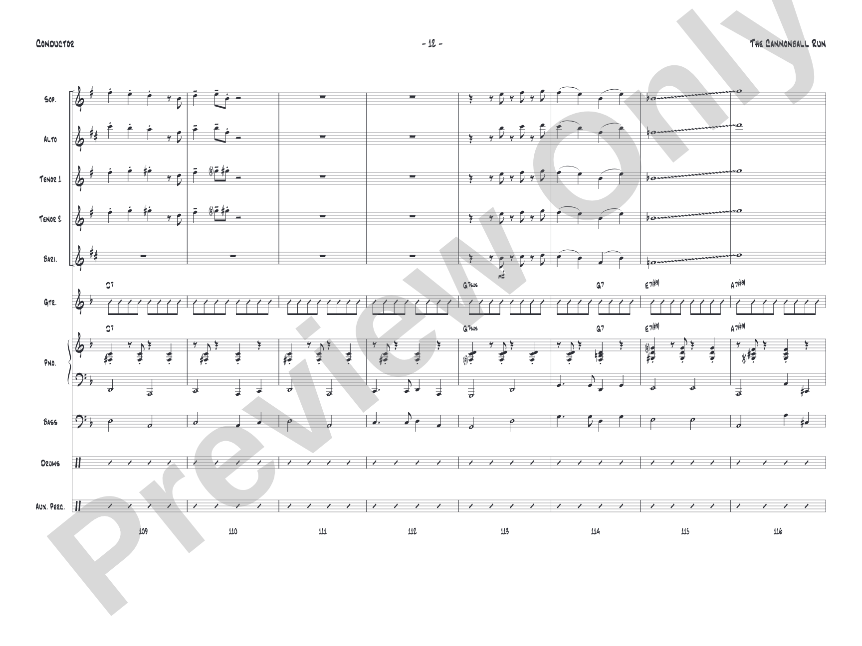 The Cannonball Run: Jazz Ensemble Conductor Score & Parts