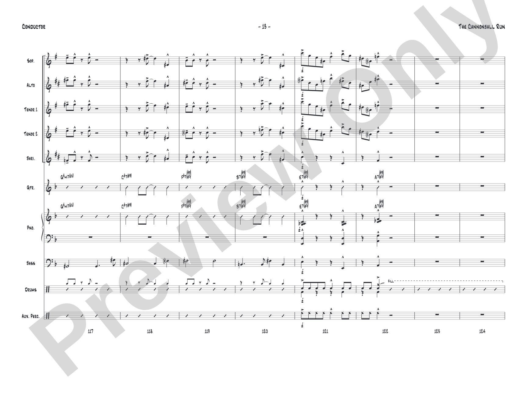 The Cannonball Run: Jazz Ensemble Conductor Score & Parts