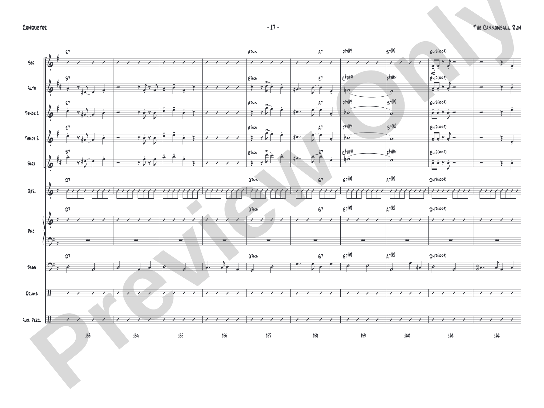 The Cannonball Run: Jazz Ensemble Conductor Score & Parts
