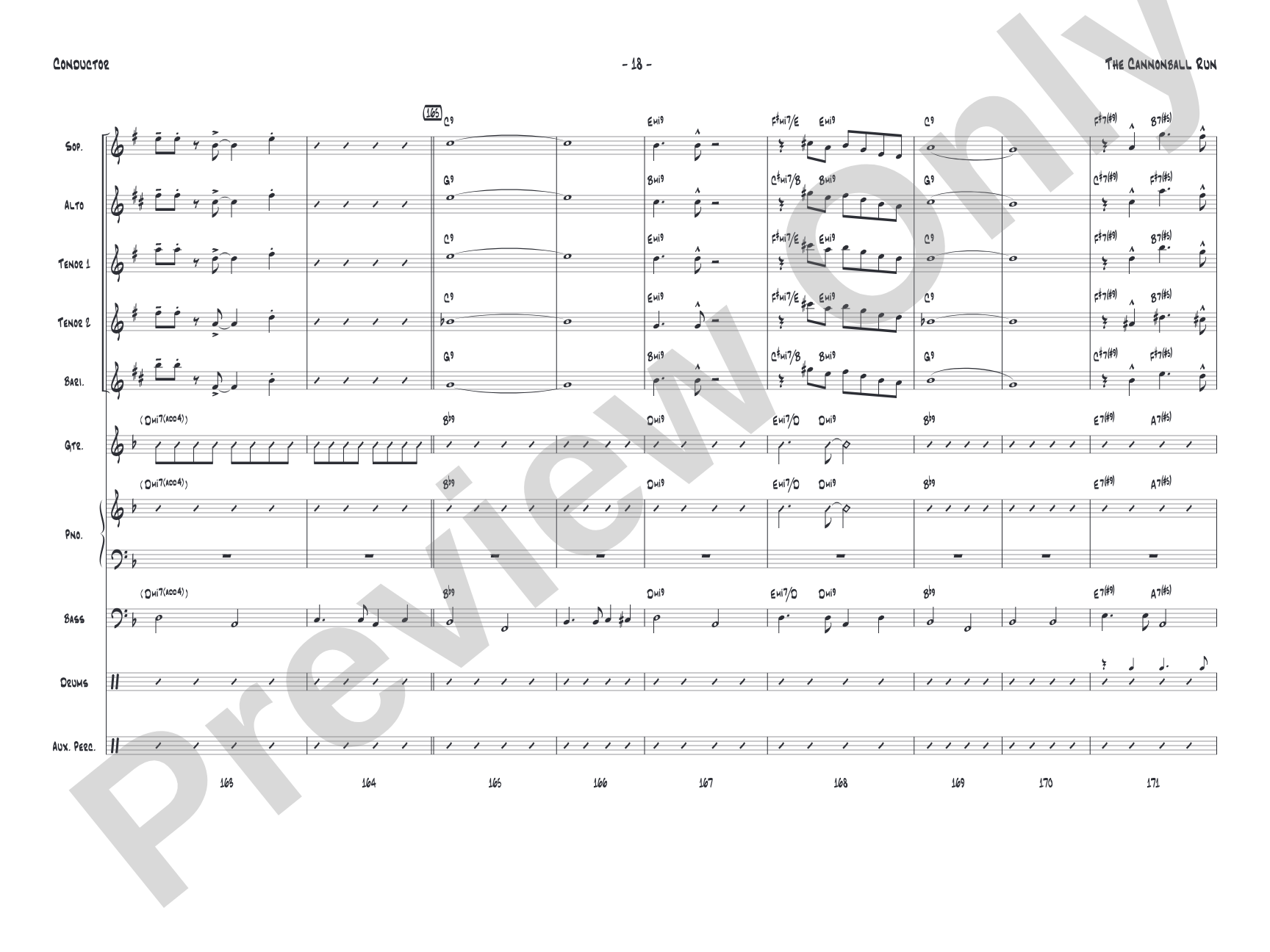 The Cannonball Run: Jazz Ensemble Conductor Score & Parts