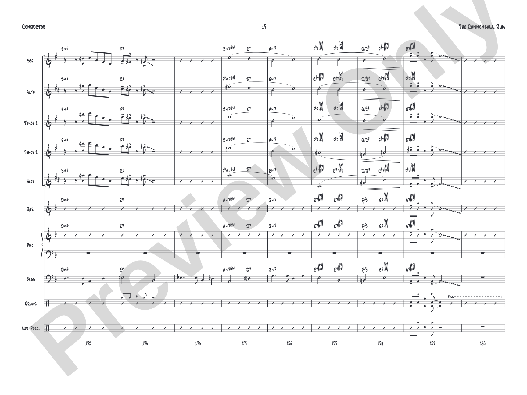 The Cannonball Run: Jazz Ensemble Conductor Score & Parts