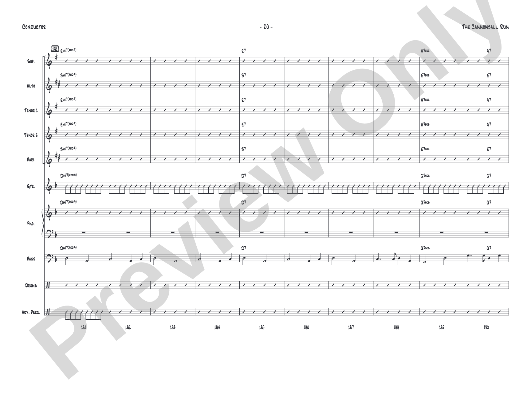 The Cannonball Run: Jazz Ensemble Conductor Score & Parts