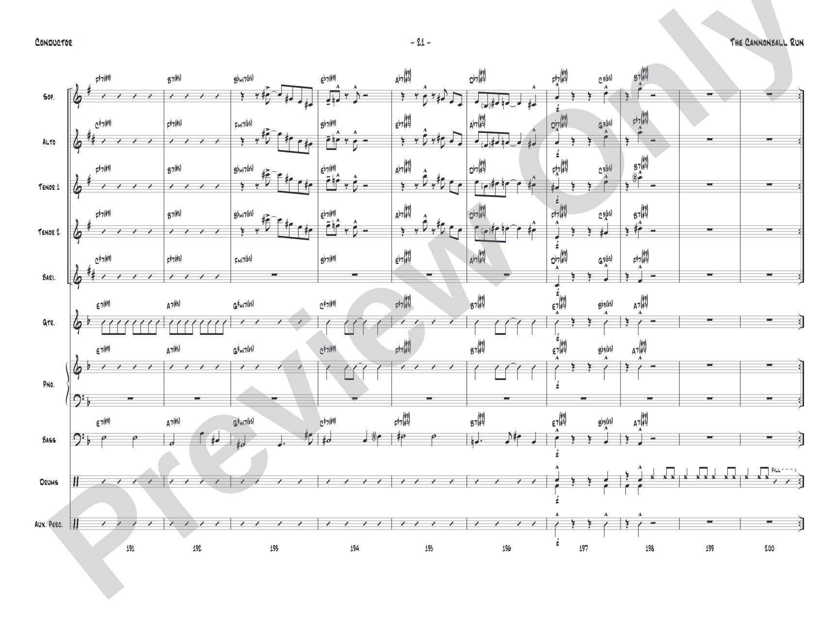 The Cannonball Run: Jazz Ensemble Conductor Score & Parts