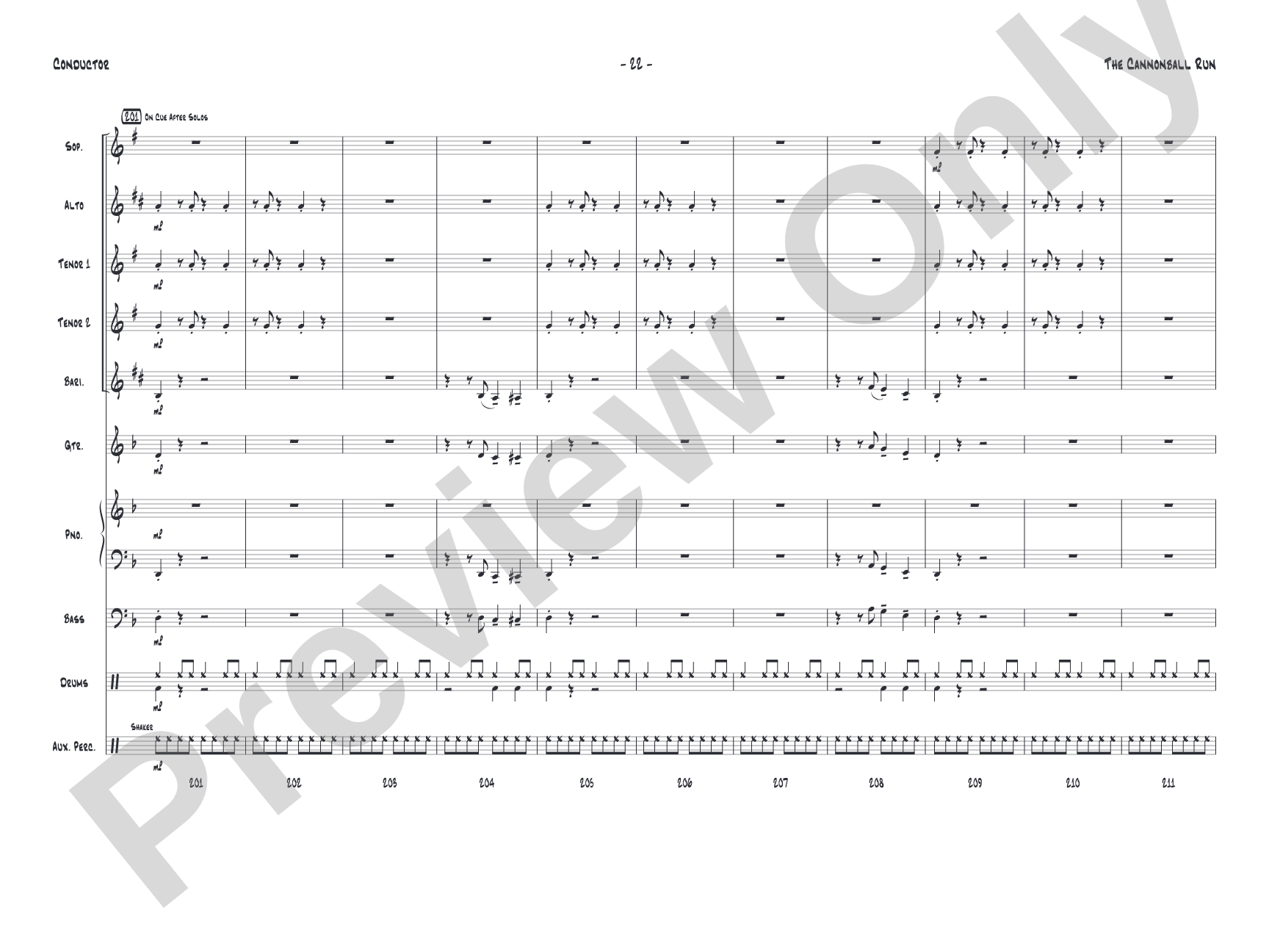 The Cannonball Run: Jazz Ensemble Conductor Score & Parts