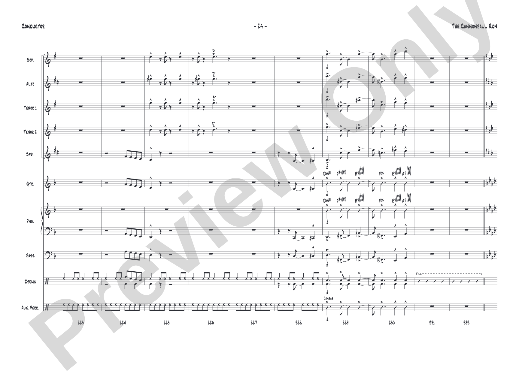 The Cannonball Run: Jazz Ensemble Conductor Score & Parts