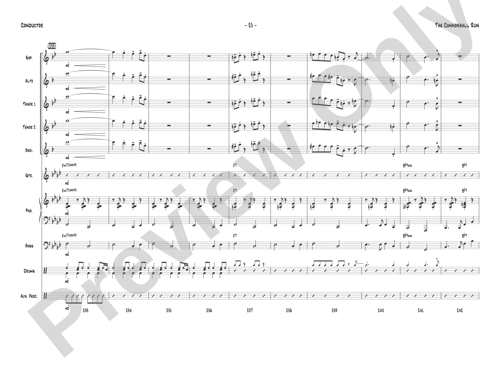 The Cannonball Run: Jazz Ensemble Conductor Score & Parts
