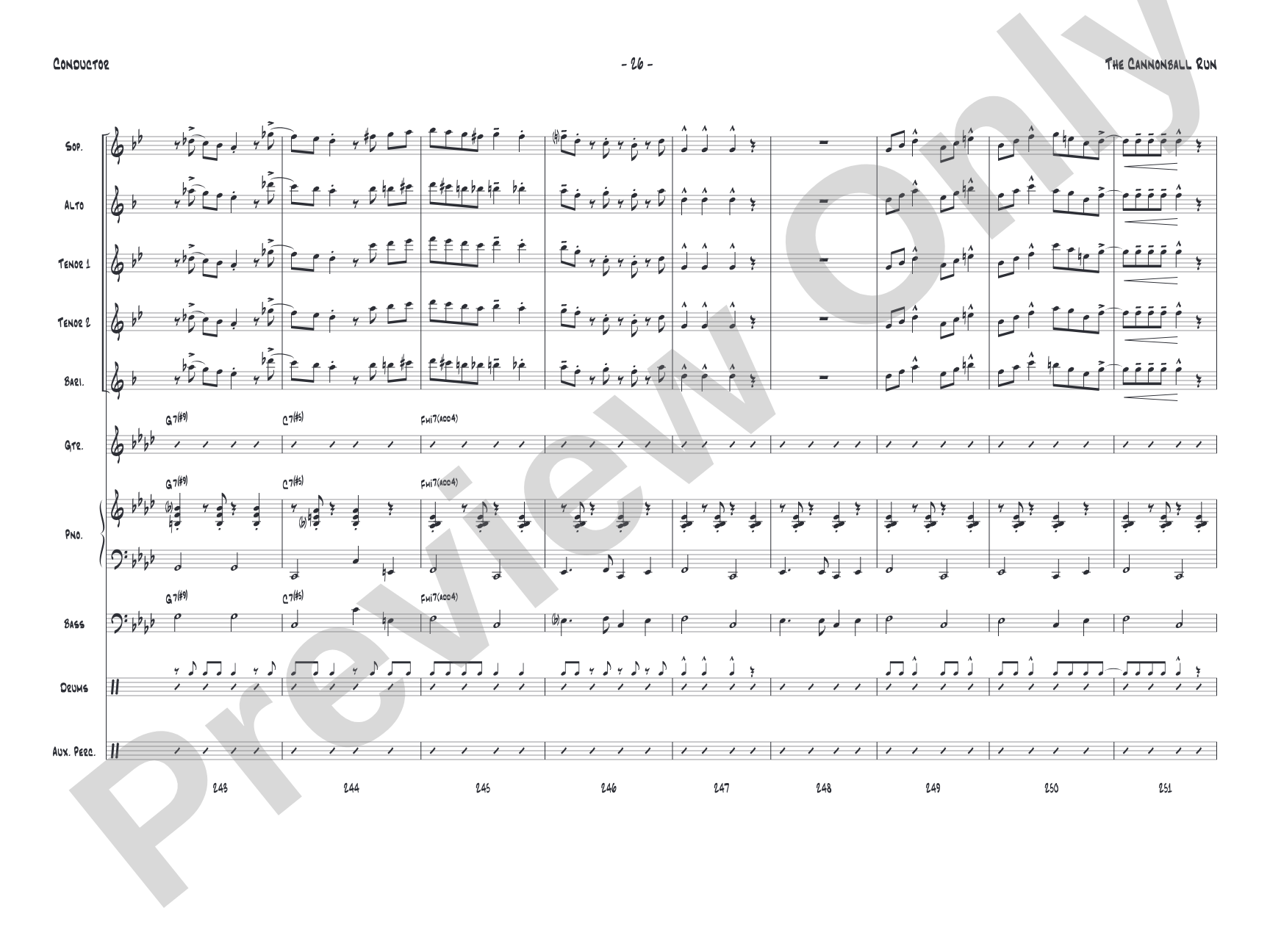The Cannonball Run: Jazz Ensemble Conductor Score & Parts