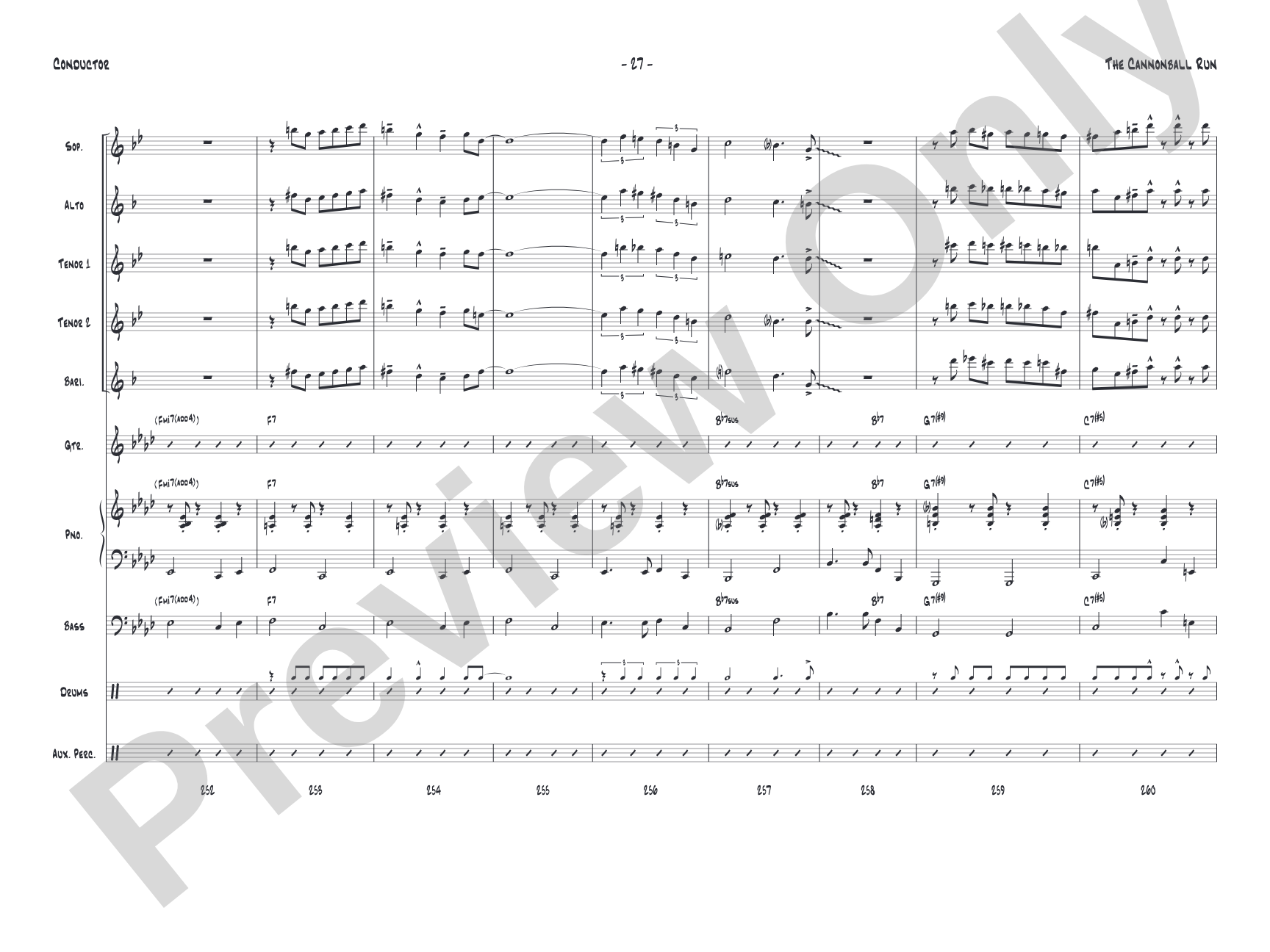 The Cannonball Run: Jazz Ensemble Conductor Score & Parts