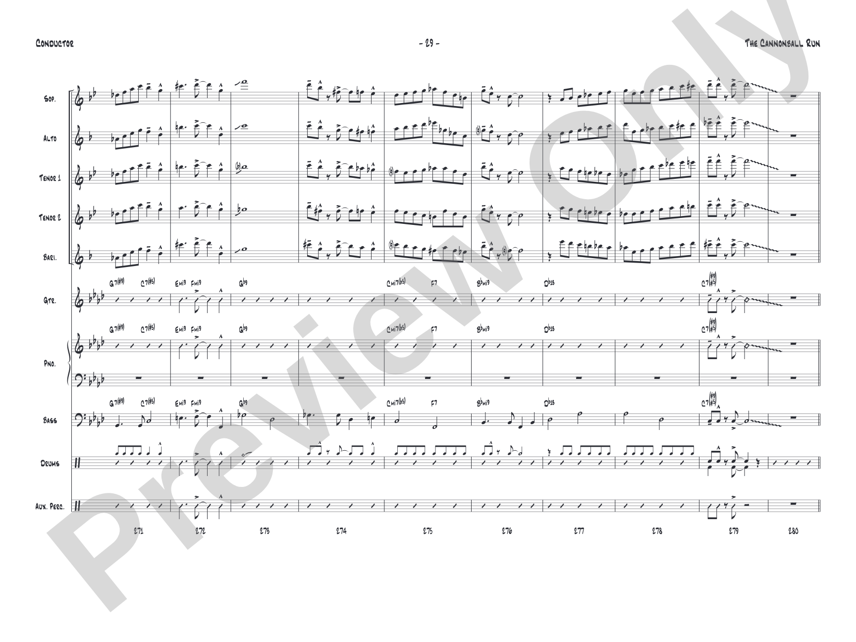 The Cannonball Run: Jazz Ensemble Conductor Score & Parts