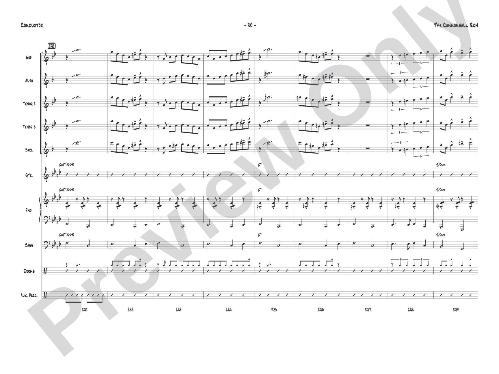The Cannonball Run: Jazz Ensemble Conductor Score & Parts