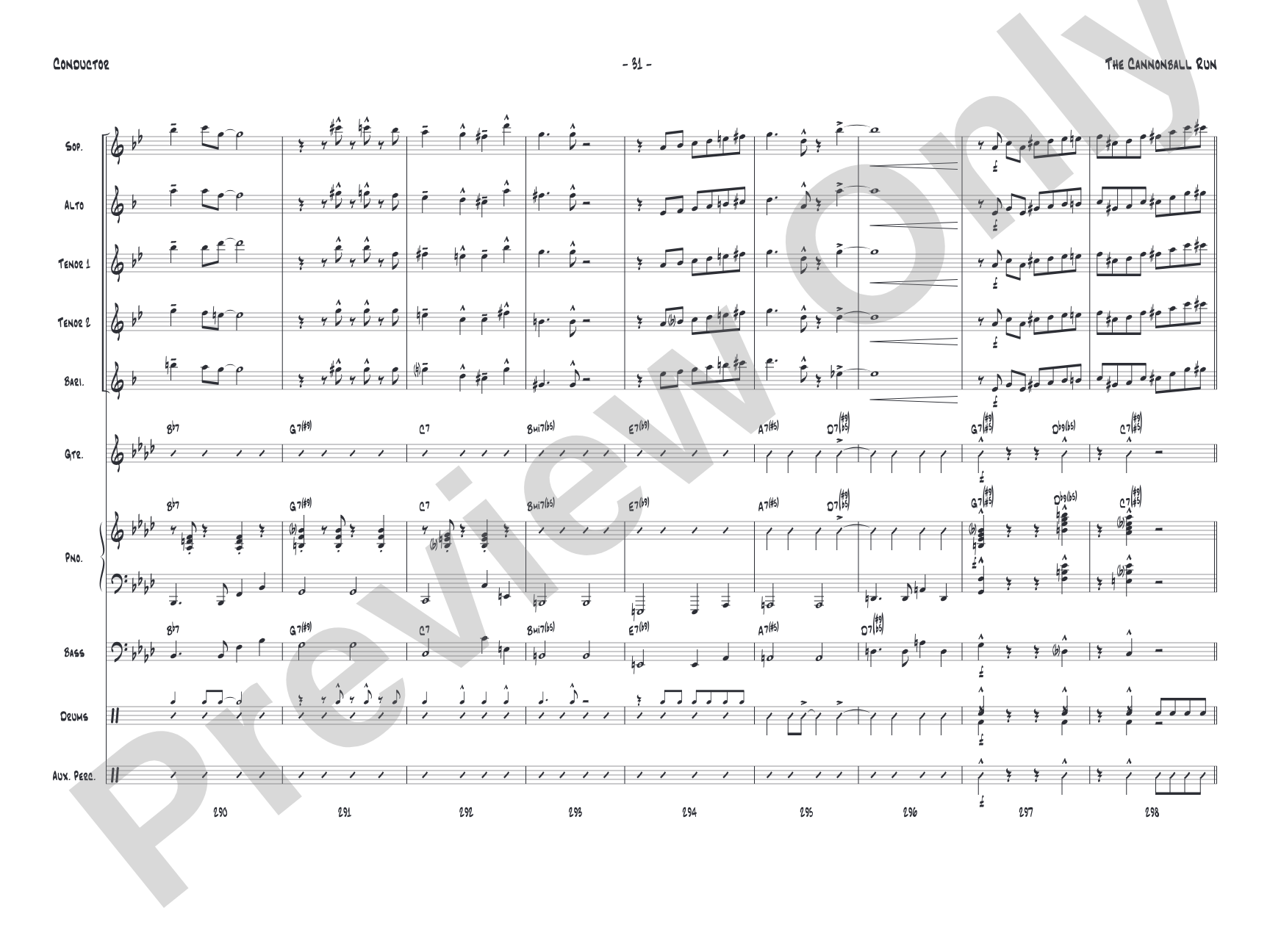 The Cannonball Run: Jazz Ensemble Conductor Score & Parts