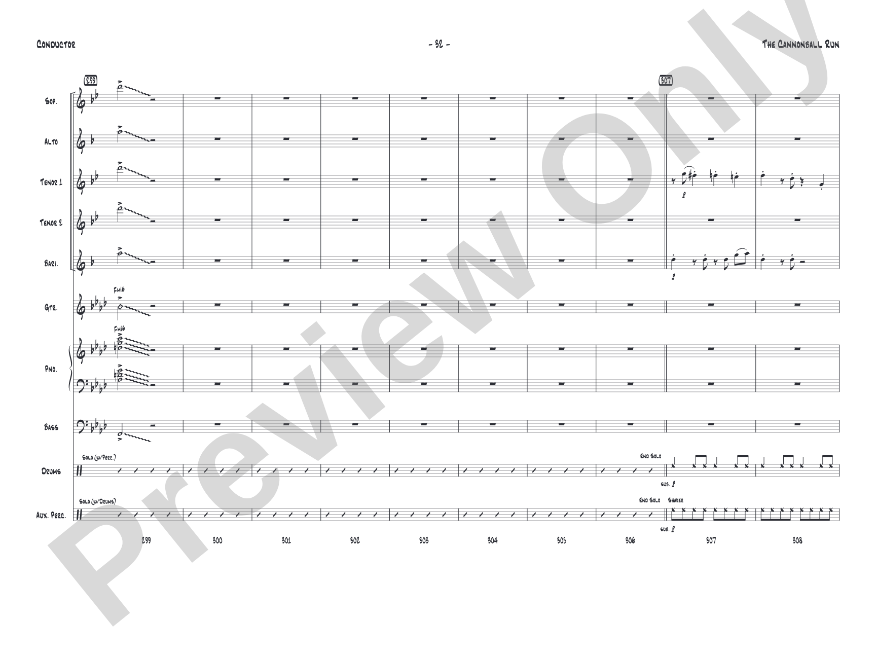 The Cannonball Run: Jazz Ensemble Conductor Score & Parts