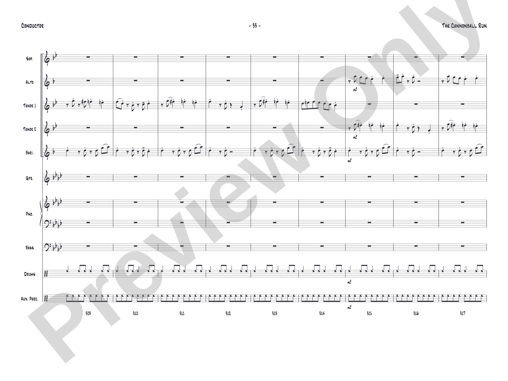The Cannonball Run: Jazz Ensemble Conductor Score & Parts