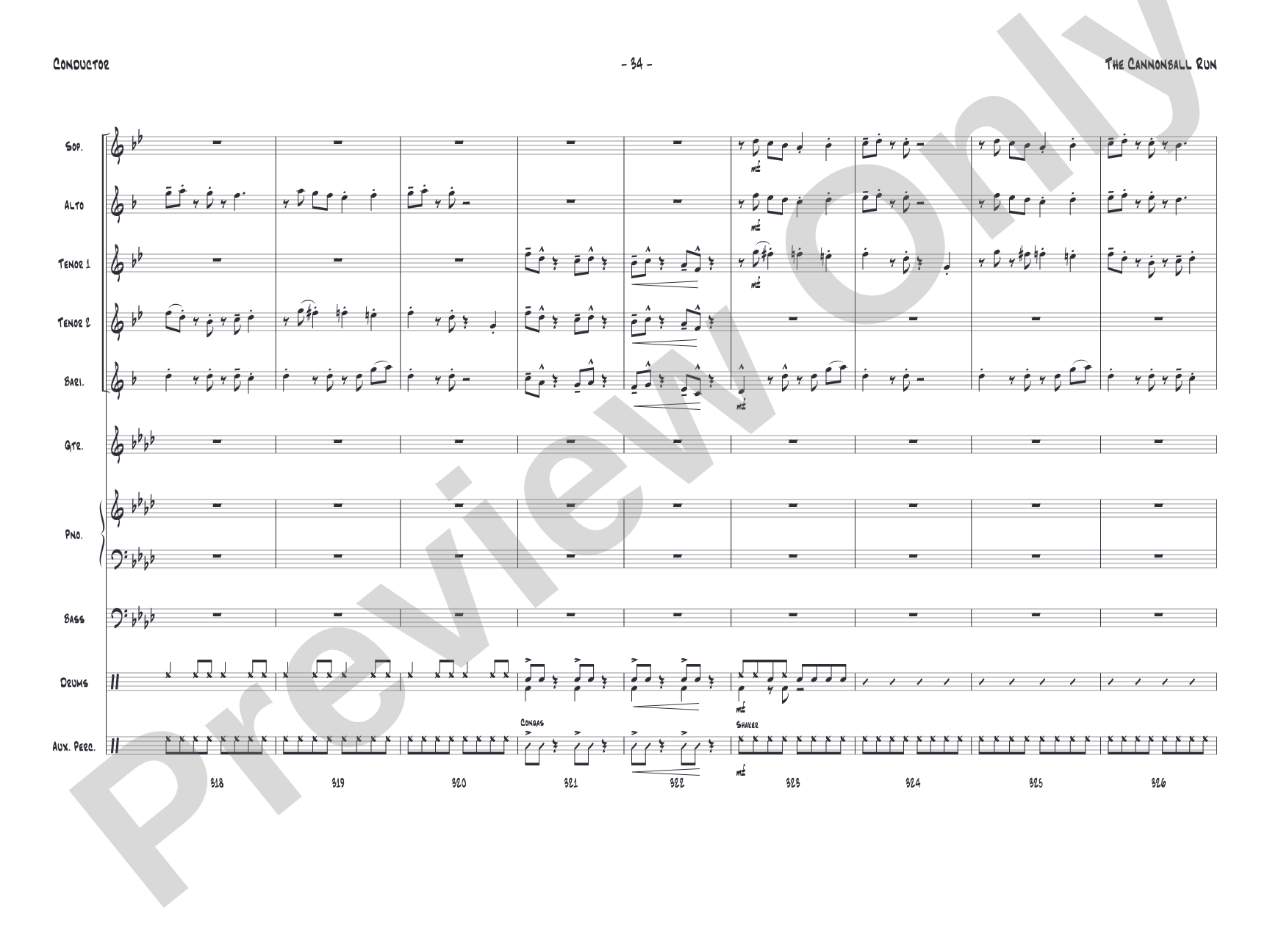 The Cannonball Run: Jazz Ensemble Conductor Score & Parts