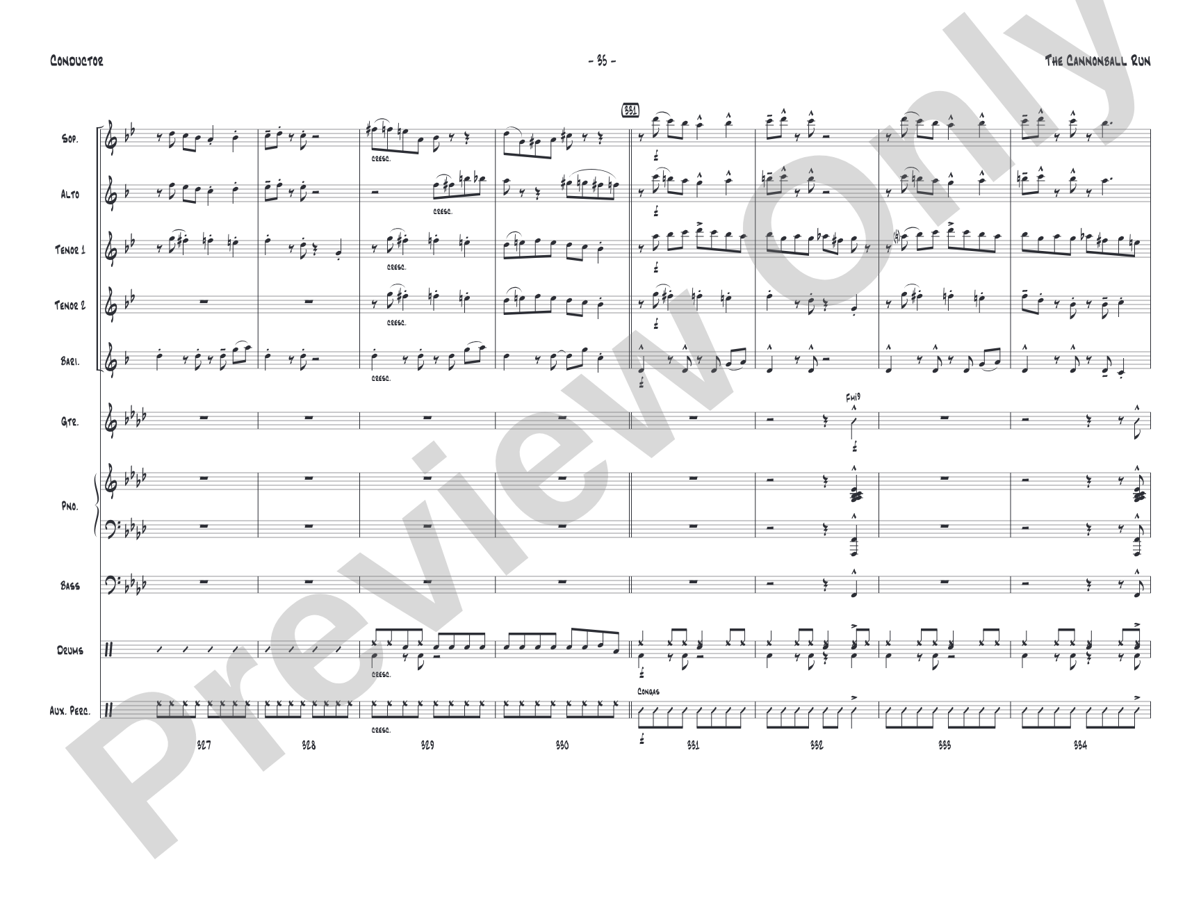 The Cannonball Run: Jazz Ensemble Conductor Score & Parts