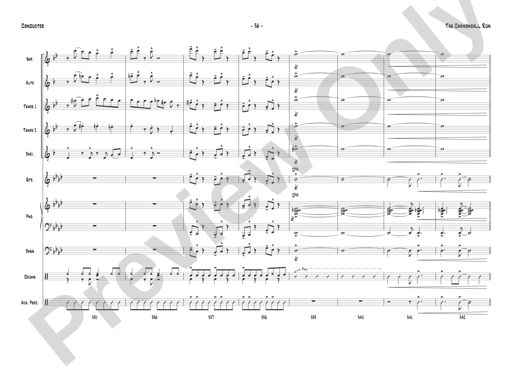 The Cannonball Run: Jazz Ensemble Conductor Score & Parts