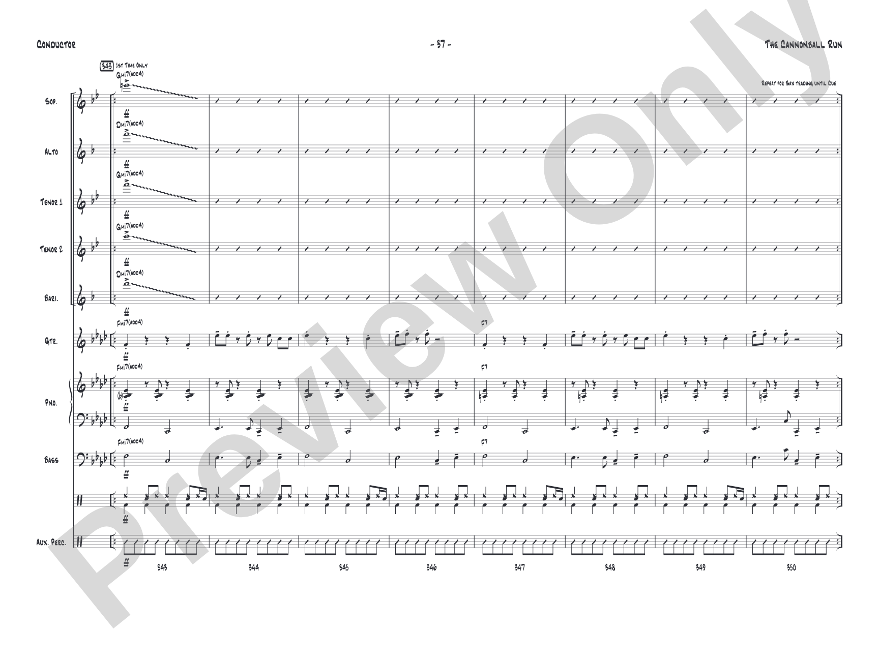 The Cannonball Run: Jazz Ensemble Conductor Score & Parts