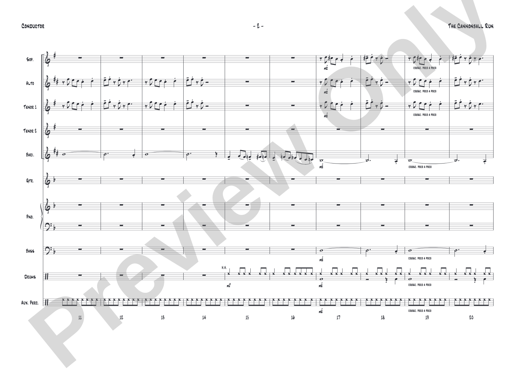 The Cannonball Run: Jazz Ensemble Conductor Score & Parts