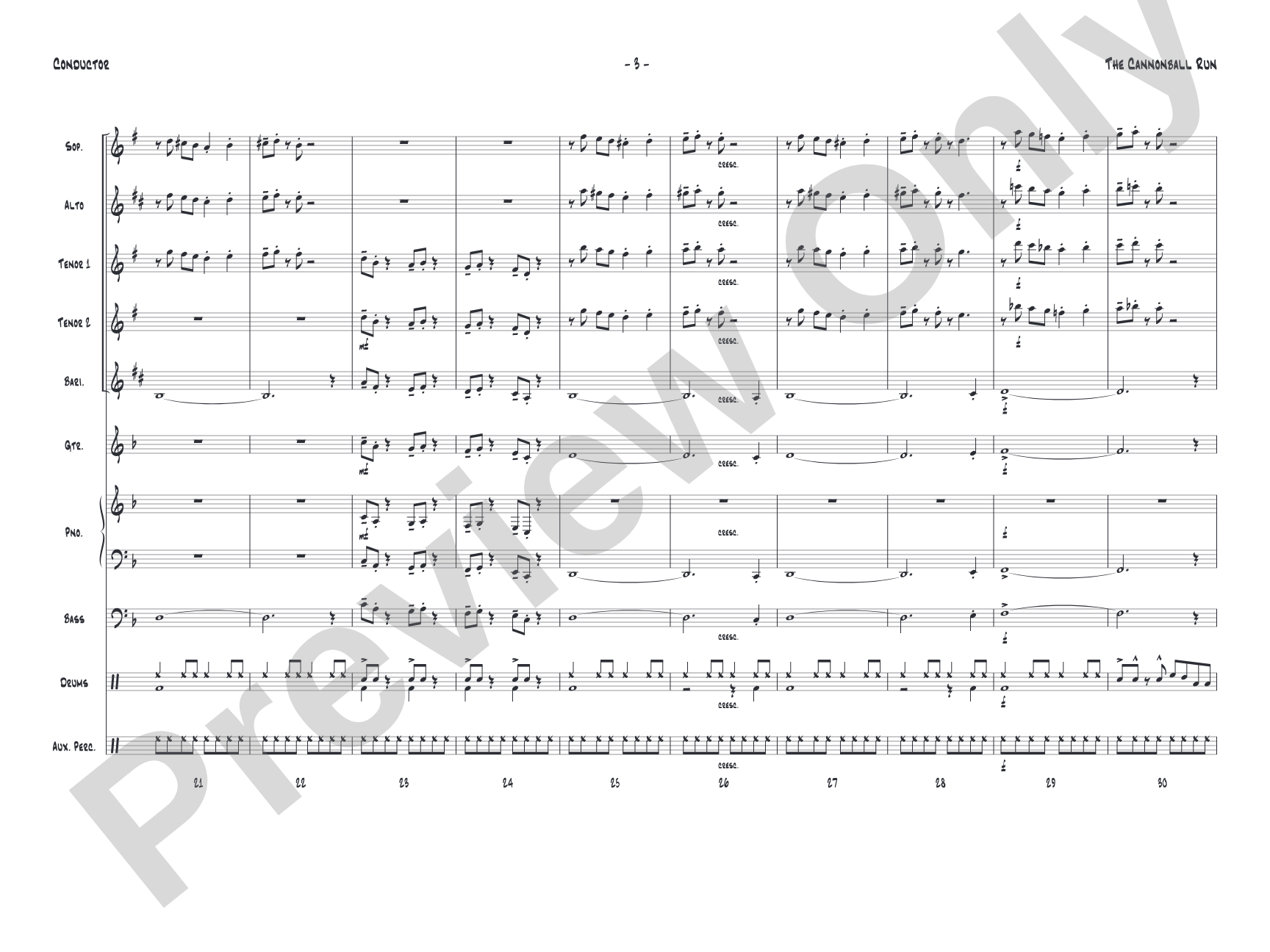 The Cannonball Run: Jazz Ensemble Conductor Score & Parts