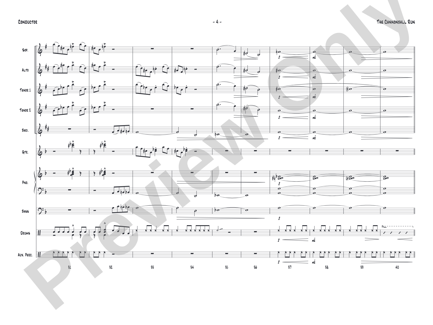 The Cannonball Run: Jazz Ensemble Conductor Score & Parts