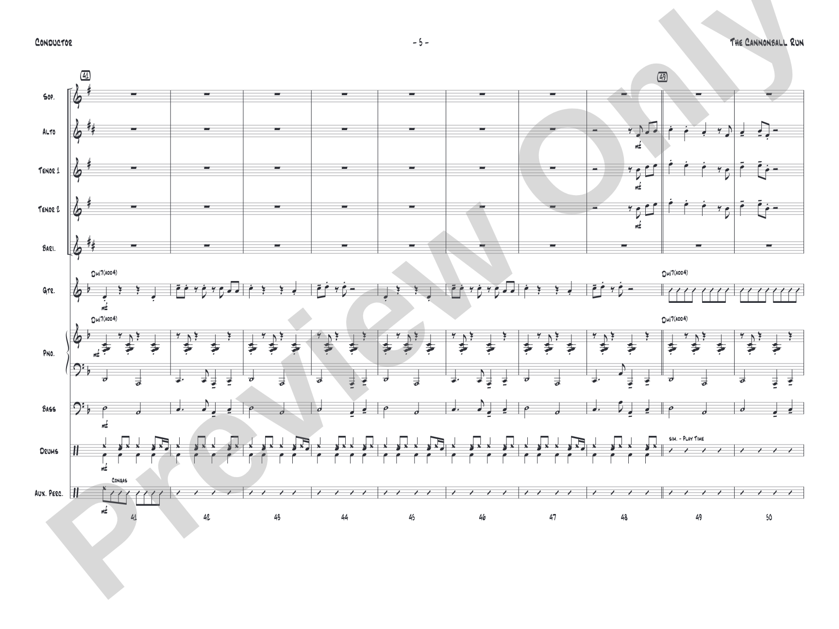 The Cannonball Run: Jazz Ensemble Conductor Score & Parts
