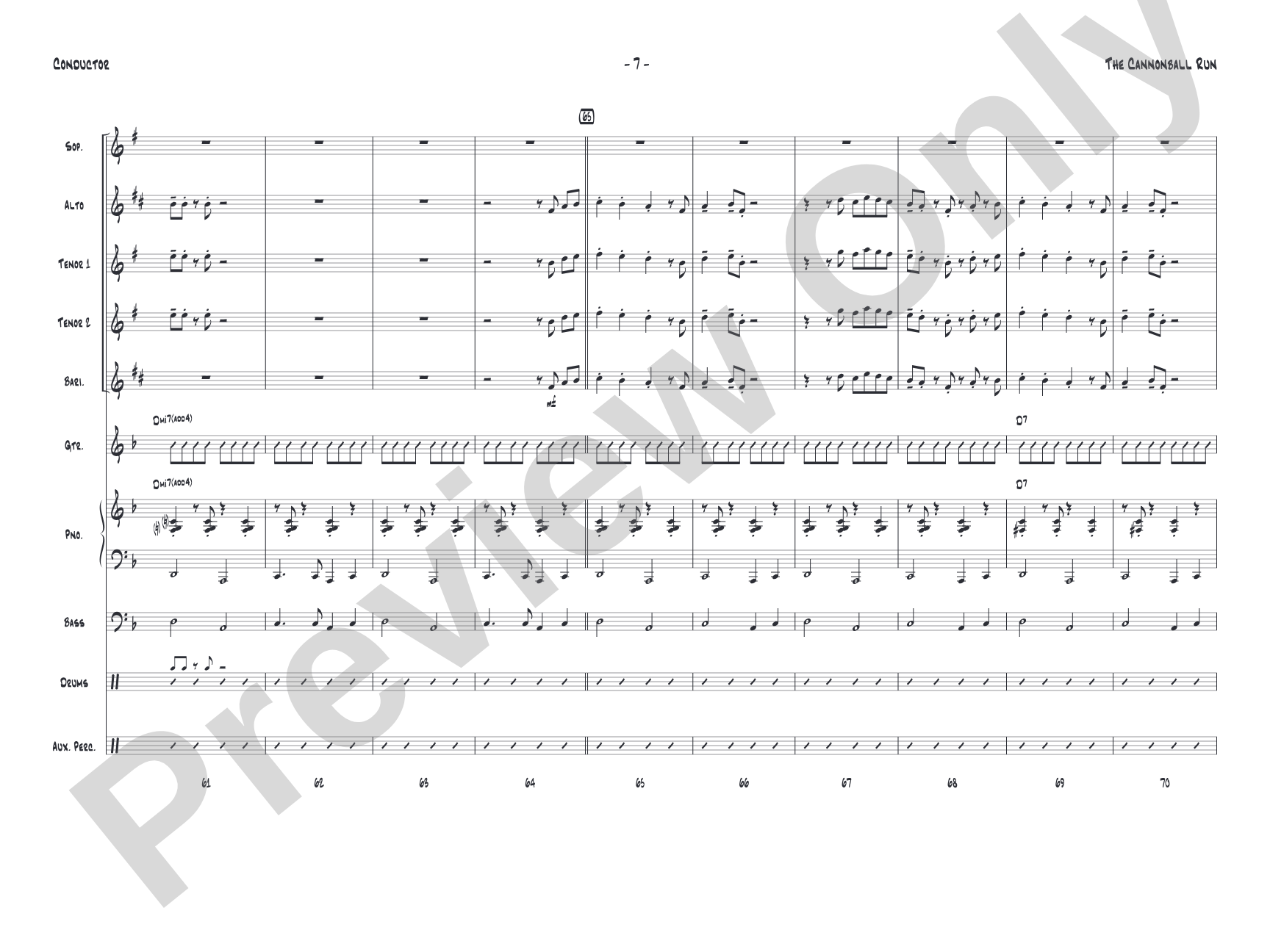 The Cannonball Run: Jazz Ensemble Conductor Score & Parts