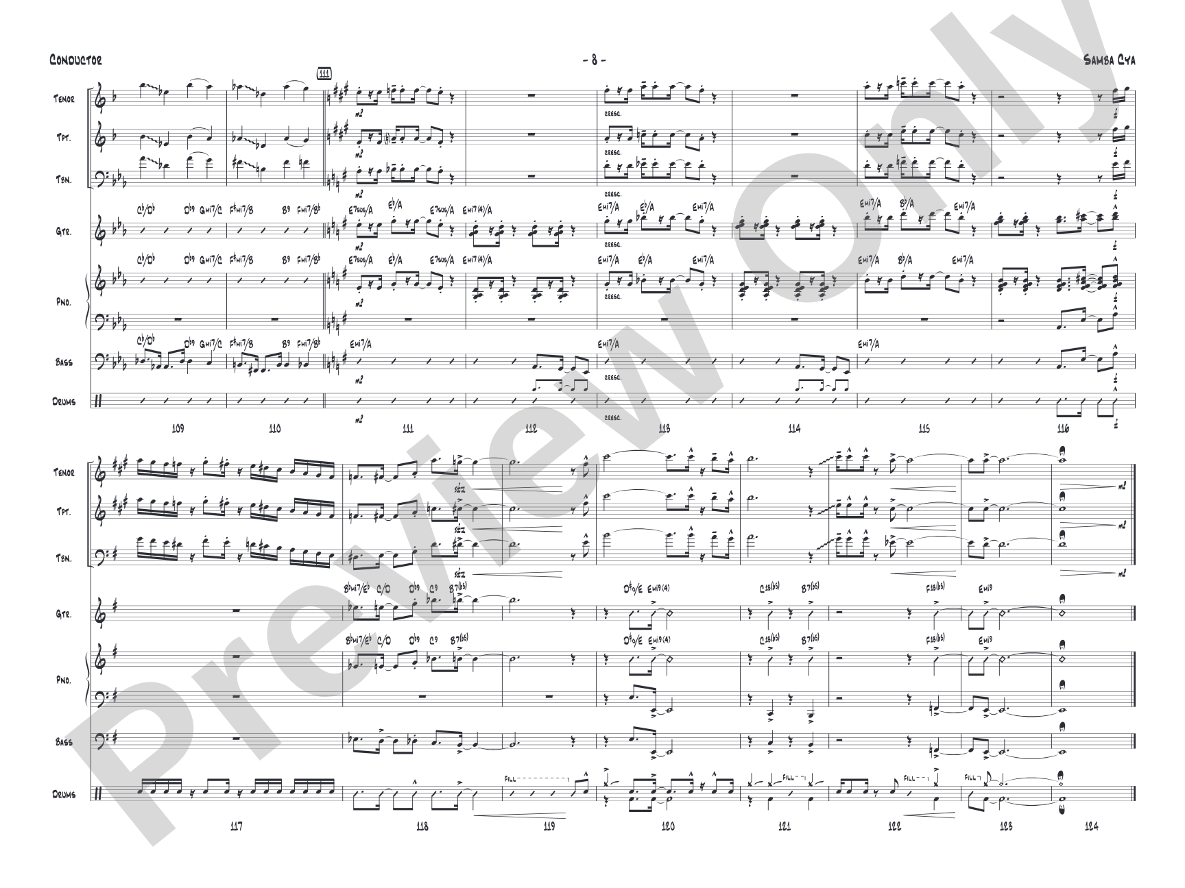 Samba Cya: Jazz Ensemble Conductor Score & Parts