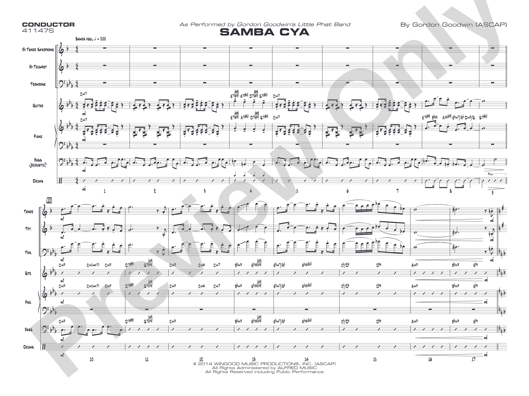 Samba Cya: Jazz Ensemble Conductor Score & Parts