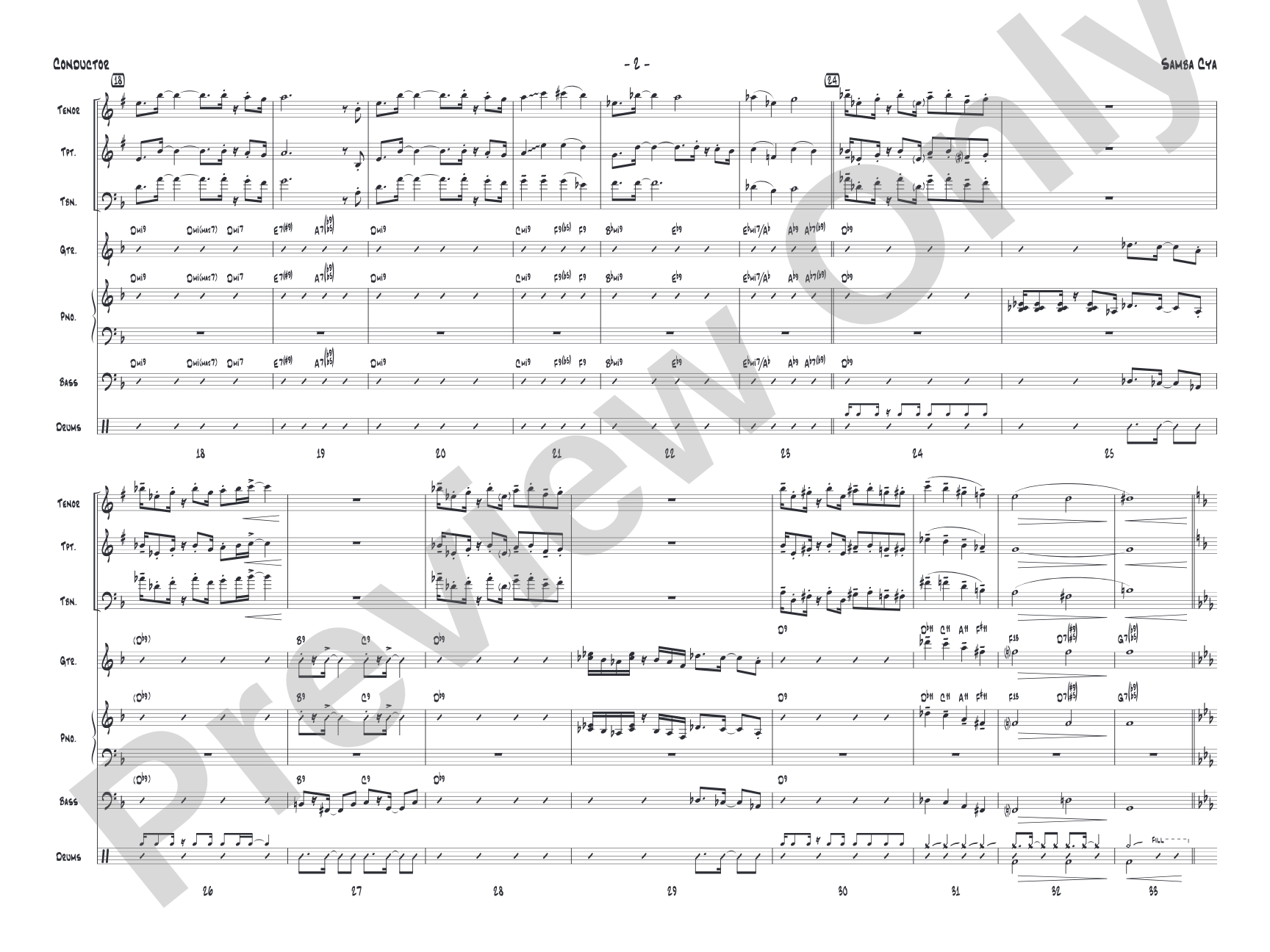 Samba Cya: Jazz Ensemble Conductor Score & Parts